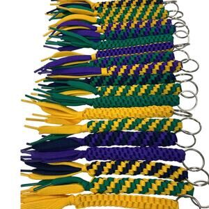 20 New Handmade Boondoggle Woven Stretchy Navy Blue Green Shoelace Keychains
